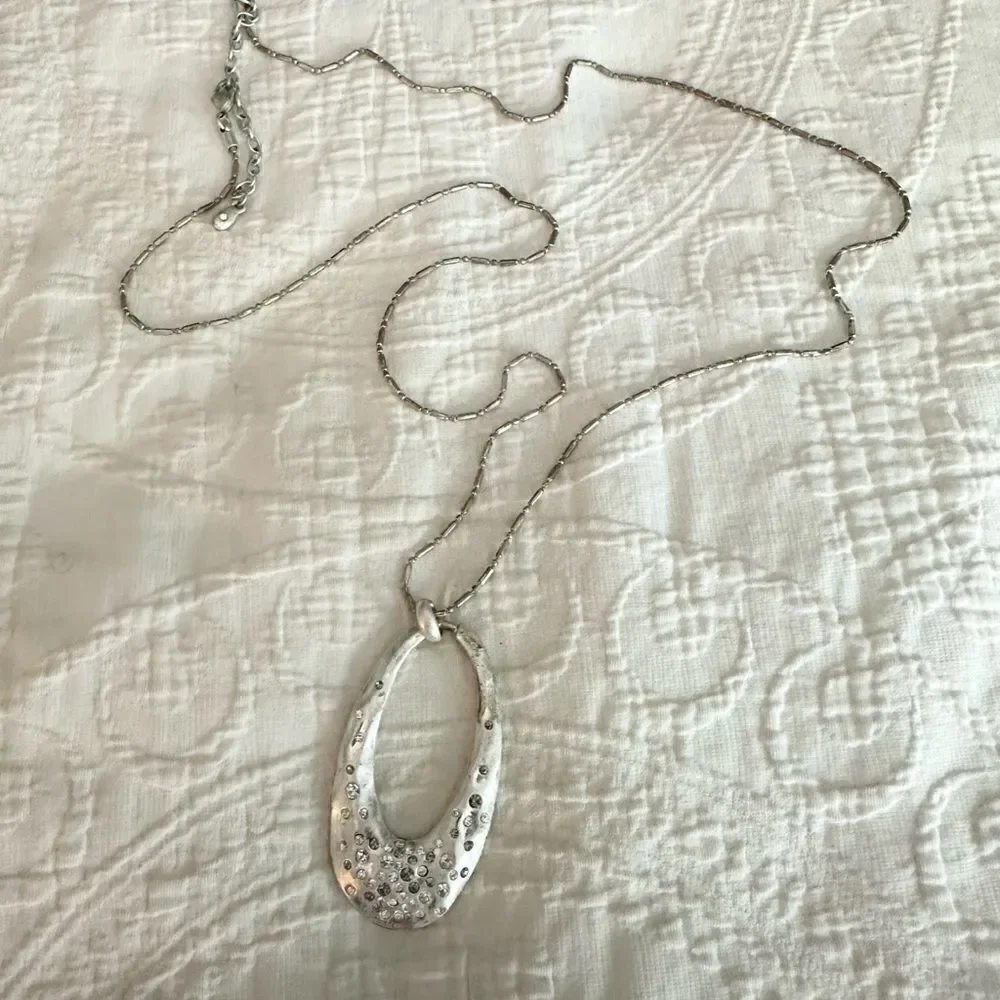 Silver Plated Long Necklace With Pendant